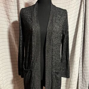 Chic Charcoal Grey Open Front Cardigan Sweater